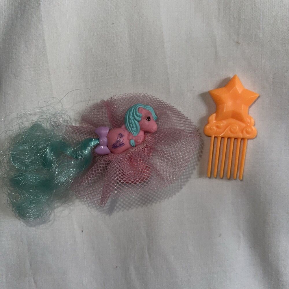 VTG G1 1980 My Little Pony Petite Mini Pony Brushable Pink W/ Blue Hair
